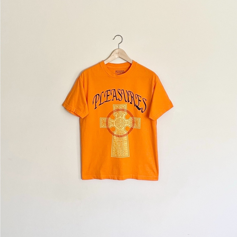Pleasures Vegan Cross Graphic Orange T Shirt Men’s size Medium
